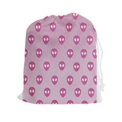 Alien Pattern Pink Drawstring Pouches (xxl) by BangZart