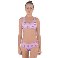 Alien Pattern Pink Criss Cross Bikini Set