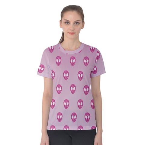 Alien Pattern Pink Women s Cotton Tee by BangZart