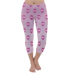 Alien Pattern Pink Capri Winter Leggings  by BangZart