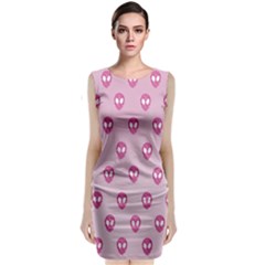 Alien Pattern Pink Classic Sleeveless Midi Dress by BangZart