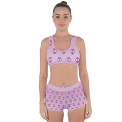 Alien Pattern Pink Racerback Boyleg Bikini Set