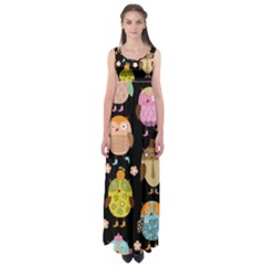 Cute Owls Pattern Empire Waist Maxi Dress by BangZart