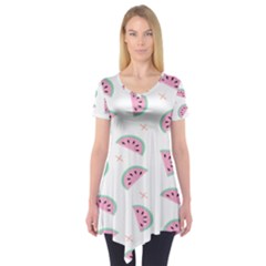 Watermelon Wallpapers  Creative Illustration And Patterns Short Sleeve Tunic  by BangZart