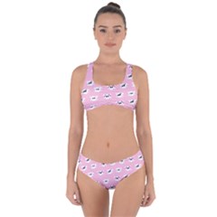 Girly Girlie Punk Skull Criss Cross Bikini Set by BangZart