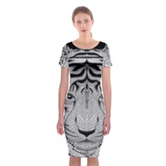 Tiger Head Classic Short Sleeve Midi Dress by BangZart