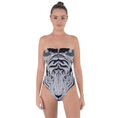 Tiger Head Tie Back One Piece Swimsuit