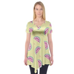 Watermelon Wallpapers  Creative Illustration And Patterns Short Sleeve Tunic  by BangZart