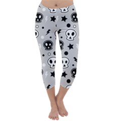 Skull Pattern Capri Winter Leggings  by BangZart