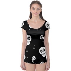 Skull Pattern Boyleg Leotard 