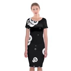 Skull Pattern Classic Short Sleeve Midi Dress by BangZart