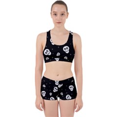 Skull Pattern Work It Out Sports Bra Set