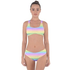 Cute Pastel Rainbow Stripes Criss Cross Bikini Set