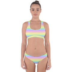 Cute Pastel Rainbow Stripes Cross Back Hipster Bikini Set