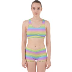 Cute Pastel Rainbow Stripes Work It Out Sports Bra Set by BangZart