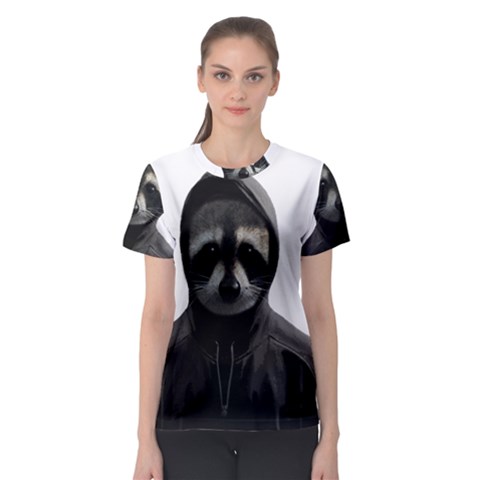 Gangsta Raccoon  Women s Sport Mesh Tee by Valentinaart