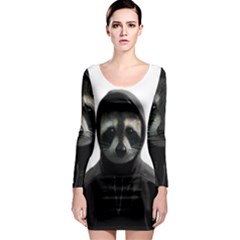 Gangsta Raccoon  Long Sleeve Bodycon Dress by Valentinaart