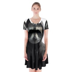 Gangsta Raccoon  Short Sleeve V-neck Flare Dress by Valentinaart