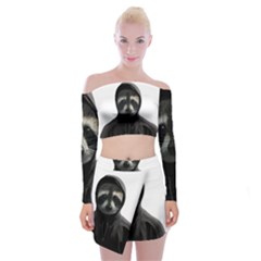 Gangsta Raccoon  Off Shoulder Top With Skirt Set by Valentinaart