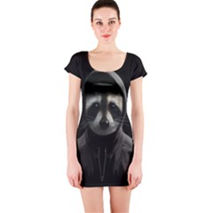 Gangsta Raccoon  Short Sleeve Bodycon Dress by Valentinaart