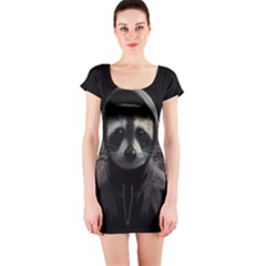 Gangsta Raccoon  Short Sleeve Bodycon Dress by Valentinaart