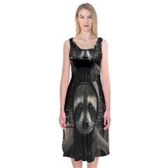 Gangsta Raccoon  Midi Sleeveless Dress by Valentinaart