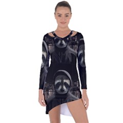 Gangsta Raccoon  Asymmetric Cut-out Shift Dress