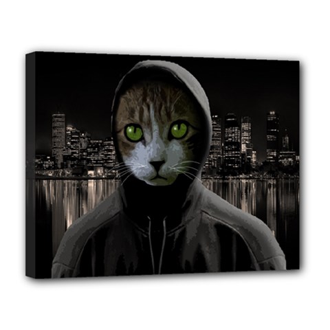 Gangsta Cat Canvas 14  X 11  by Valentinaart