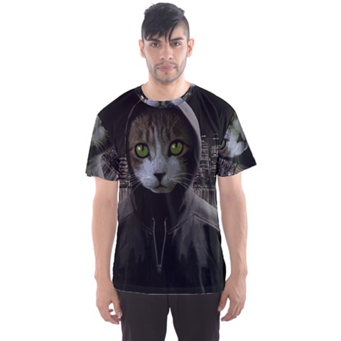 Gangsta Cat Men s Sports Mesh Tee by Valentinaart