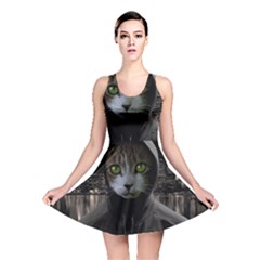 Gangsta Cat Reversible Skater Dress by Valentinaart