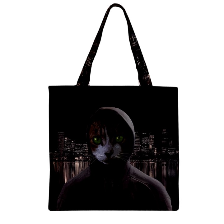 Gangsta cat Zipper Grocery Tote Bag