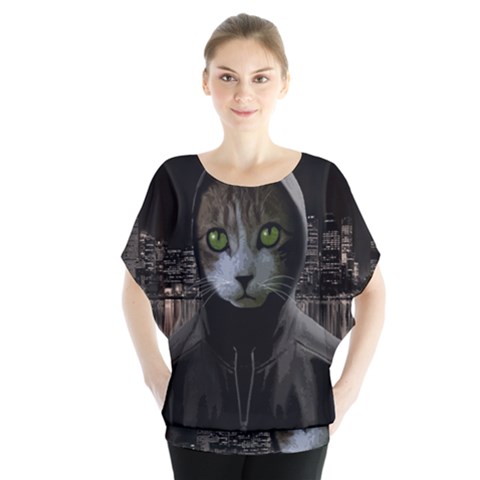 Gangsta Cat Blouse by Valentinaart