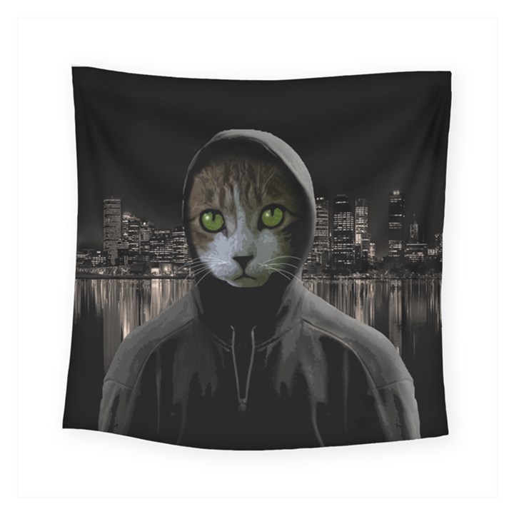 Gangsta cat Square Tapestry (Small)