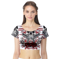 Acab Tribal Short Sleeve Crop Top (tight Fit) by Valentinaart