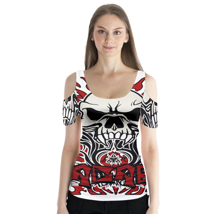 ACAB tribal Butterfly Sleeve Cutout Tee 