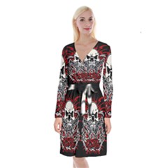 Acab Tribal Long Sleeve Velvet Front Wrap Dress by Valentinaart