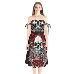 Acab Tribal Shoulder Tie Bardot Midi Dress by Valentinaart