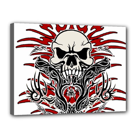 Skull Tribal Canvas 16  X 12  by Valentinaart