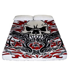 Skull Tribal Fitted Sheet (california King Size) by Valentinaart