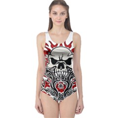 Skull Tribal One Piece Swimsuit by Valentinaart