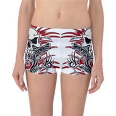 Skull Tribal Reversible Boyleg Bikini Bottoms by Valentinaart