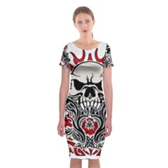 Skull Tribal Classic Short Sleeve Midi Dress by Valentinaart