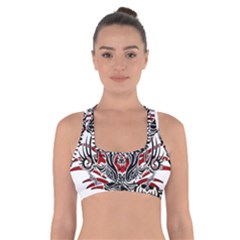 Skull Tribal Cross Back Sports Bra