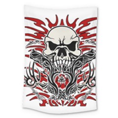 Skull Tribal Large Tapestry by Valentinaart