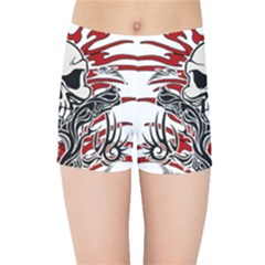 Skull Tribal Kids Sports Shorts by Valentinaart