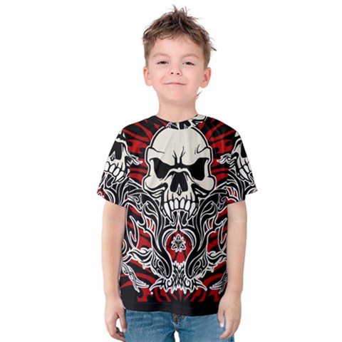 Skull Tribal Kids  Cotton Tee by Valentinaart