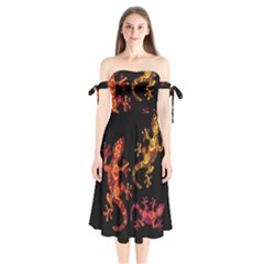 Ornate Lizards Shoulder Tie Bardot Midi Dress