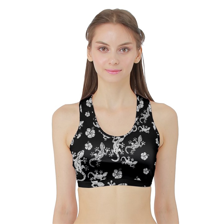 Ornate lizards Sports Bra with Border