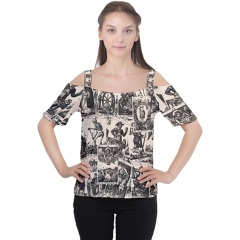 Tarot Cards Pattern Cutout Shoulder Tee by Valentinaart