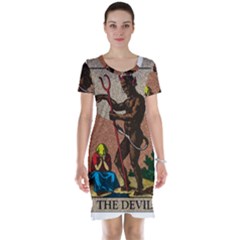 The Devil - Tarot Short Sleeve Nightdress by Valentinaart